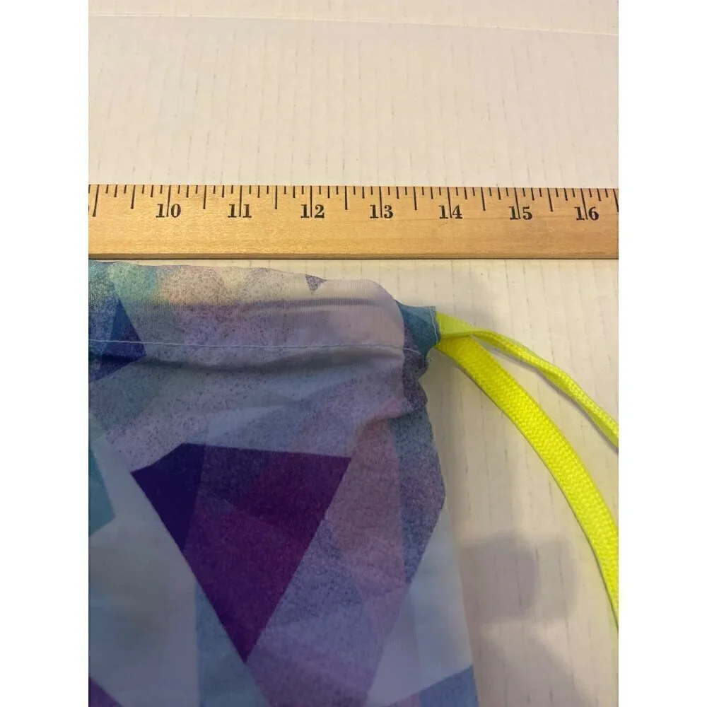 Athleta Girl Drawstring Bag Backpack Sack Purple Silver 14X16